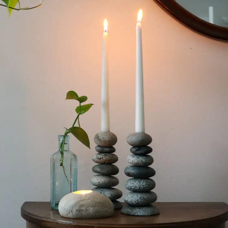 Beach Stone Candlestick