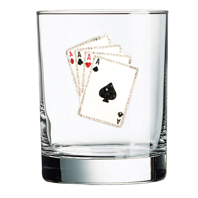 Playing Cards Jeweled Old Fashion Glass